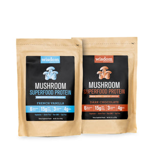 Wisdom Superfood Flavor Bundle: Dark Chocolate & French Vanilla with 15g Protein Per Serving